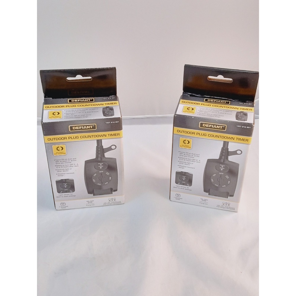 2-Defiant 15 Amp 24-Hour Outdoor Plug-In Mechanical Dusk to Dawn Countdown Timer